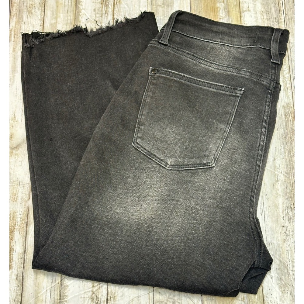 Judy Blue High Waist Raw Hem Wide Leg crop jeans Black Women's 14W NWT